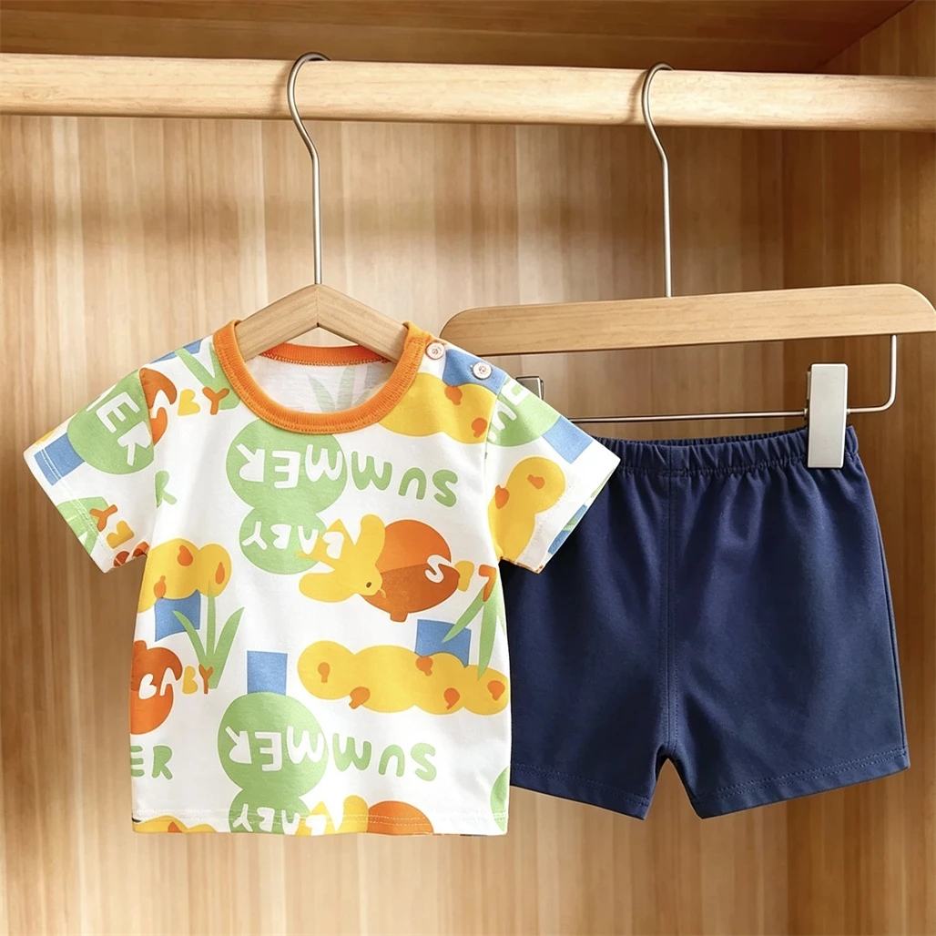 New Small Child Costume Short Sleeve Outfits Lovely T Shirt Loose All-match Shorts 2026 Kids Summer Clothes Infant Two Piece Set