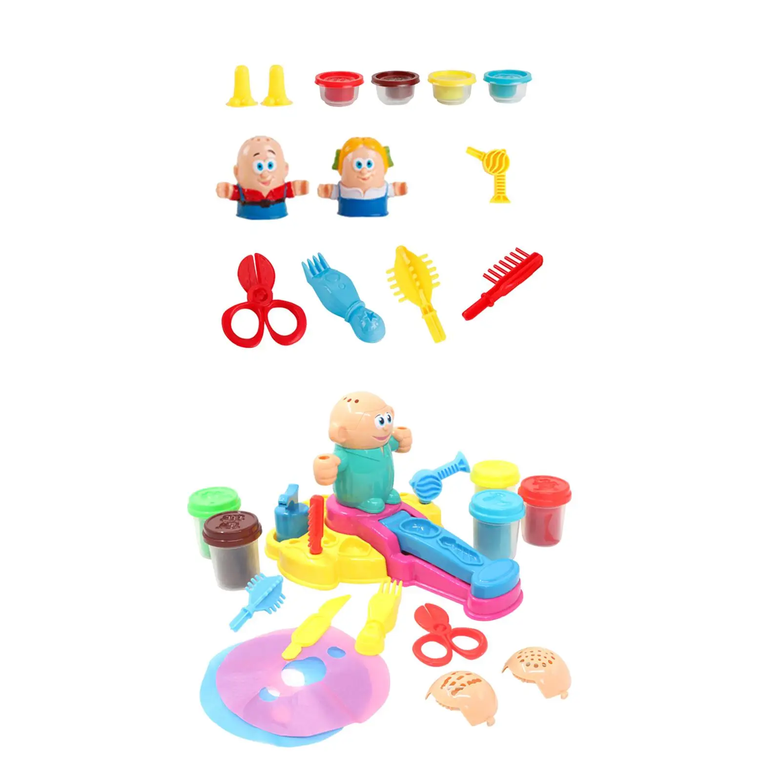 لون العجين حلاقة Playset بلايدووغ شكل أداة قطع المصمم لعبة صالون حلاقة لعب لعيد ميلاد الاطفال الفتيات هدية عيد الأطفال