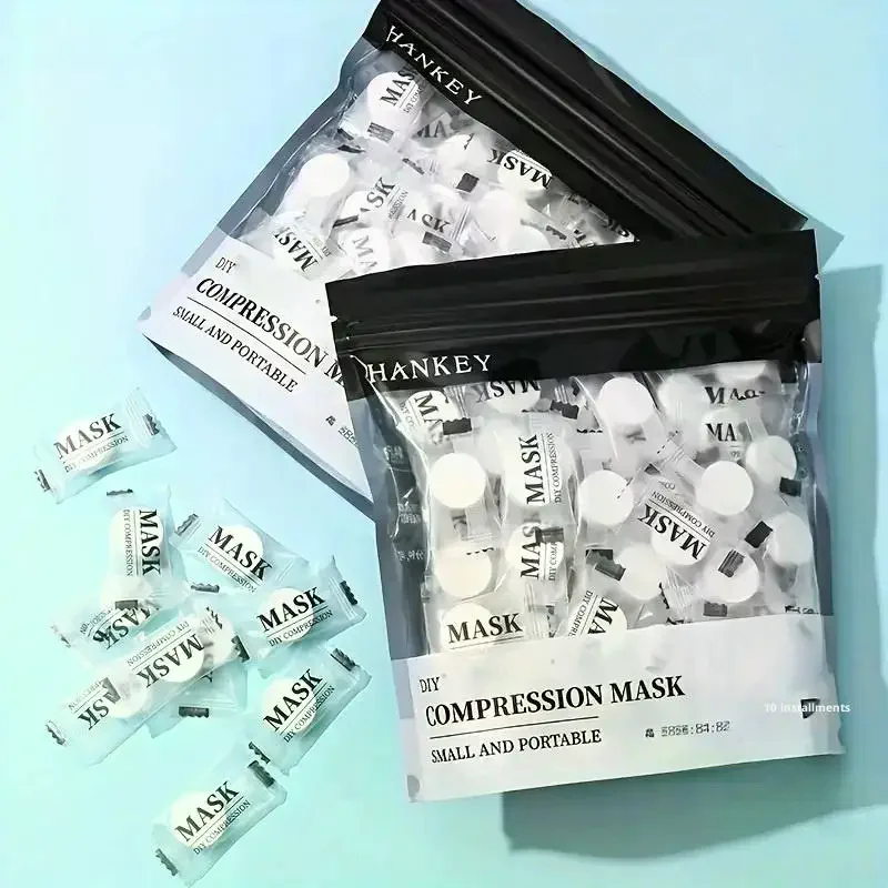 100PCS Disposable Compressed Facial Mask Portable Travel Non-woven Face Mask Skin Care Cotton Wrapped Masks Paper