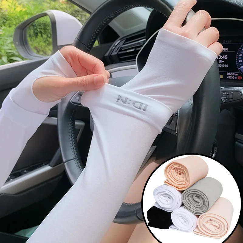 Ice Sleeve Sun Protection Sleeves Driving Gloves Long Fingerless Cool Arm Warmer Solid Color Summer Outdoor Beach Arm Protection