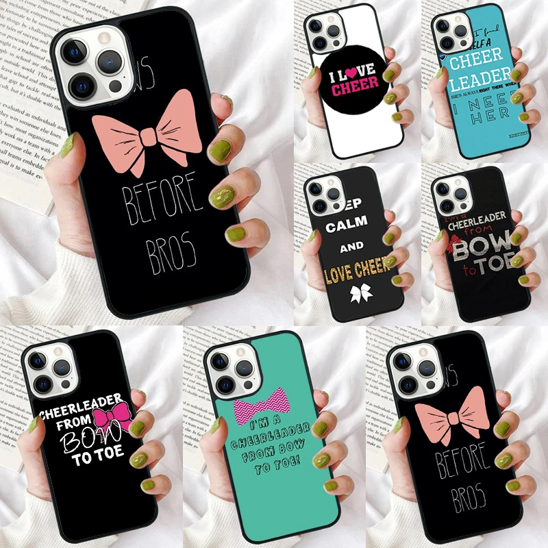 Cheerleader Cheer Bow Quote Phone Case for iPhone 16 15 14 12 13 mini PLUS X XS XR 11 PRO MAX Back Cover Fundas Shell