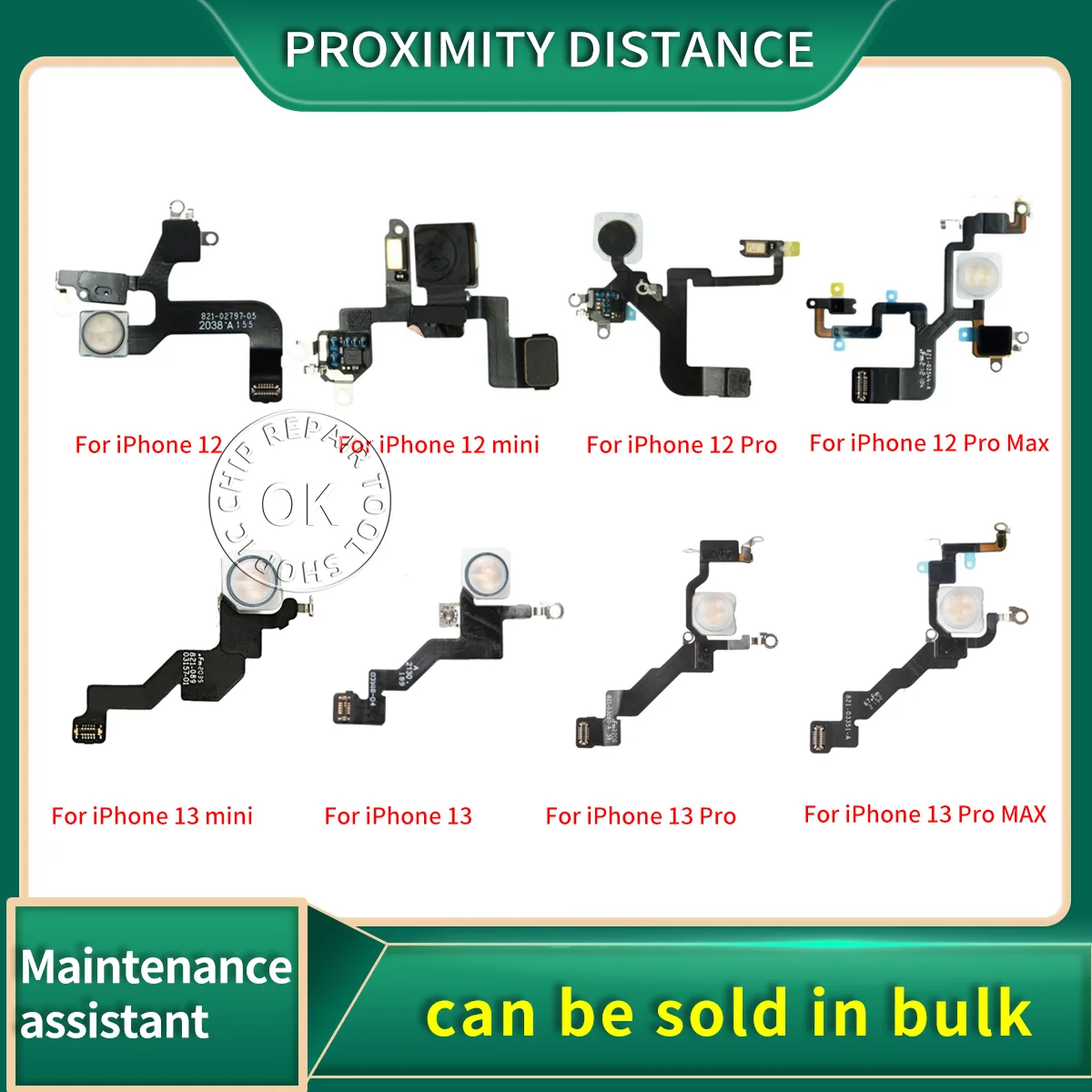 Proximity Distance Ambient Flash Light Sensor LED Flex Cable Repair Parts For iPhone 12 mini 12 Pro Max 13 13PM