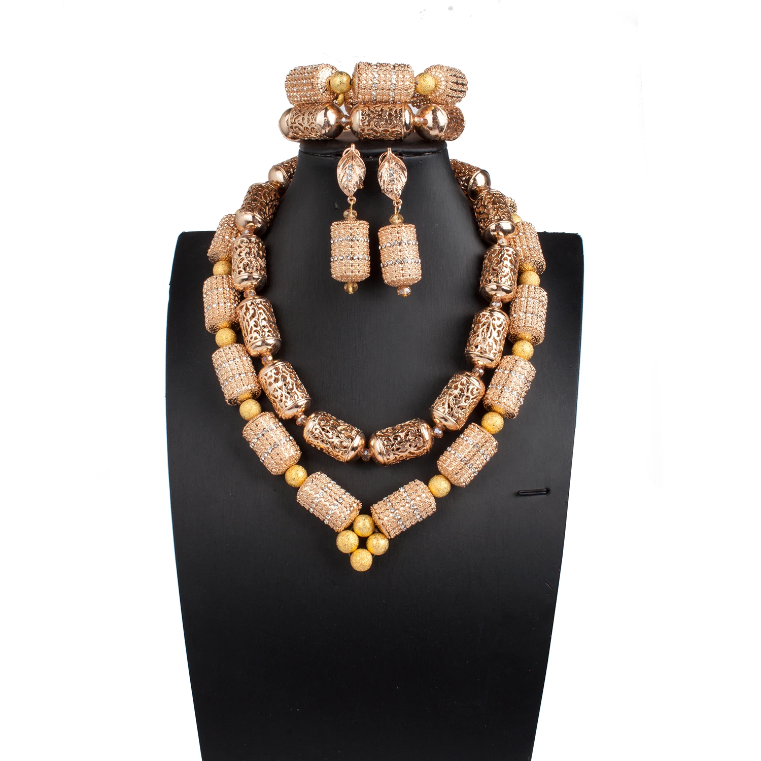 Exclusive Mix Color Wedding Gold Beads Jewelry Set Chunky Bib Bridal Coral Necklace Set Accassions Free Shipping