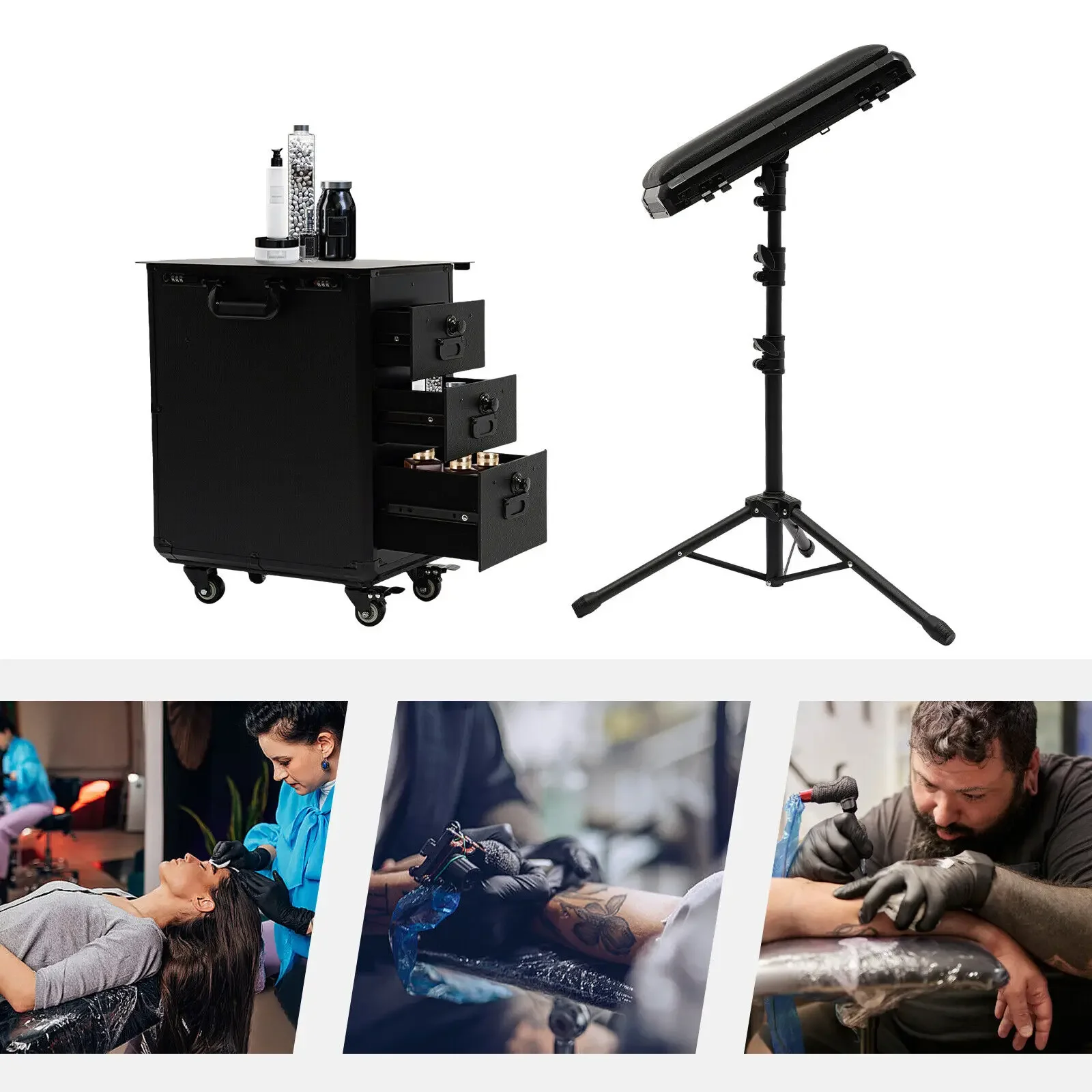 

Combination Lock Rolling Makeup Case with 4 Wheels 3 Drawers 20kg Capacity for Travel Salon Use