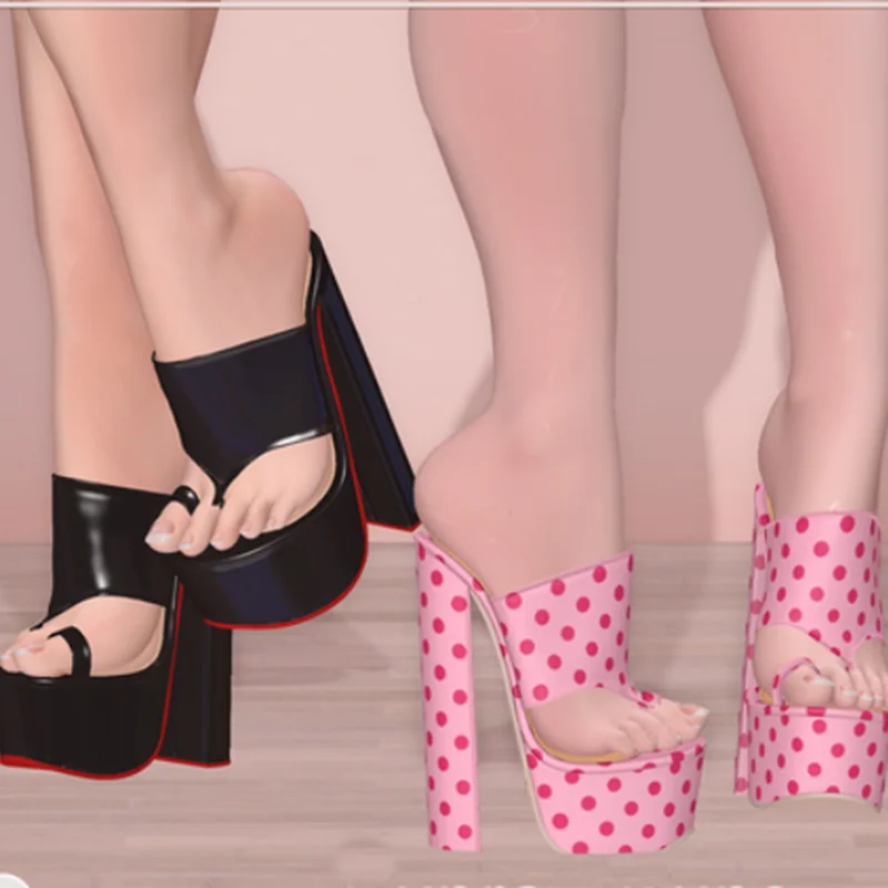 

Black Slip On Hollow Platform Sandals Chunky Heel Peep Toe Fashion Sexy 2025 Summer Big Size Woman Shoes Zapatillas Mujer