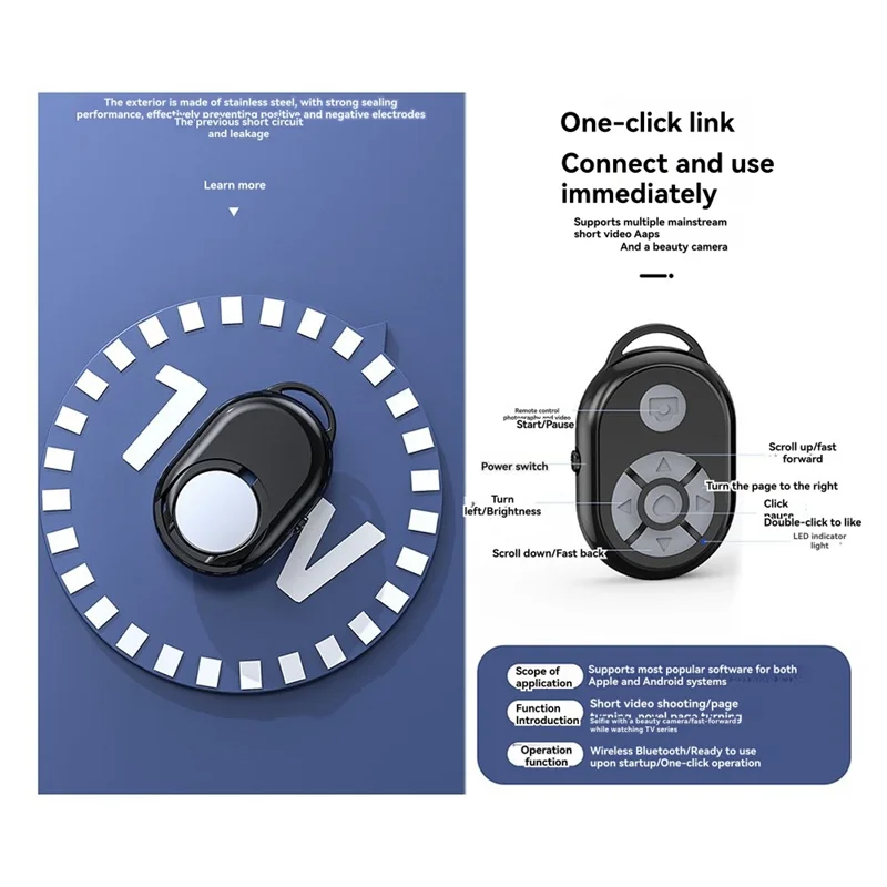 【Hot-Sell】Compact Wireless Controller Bluetooth Remote Control For Mobile Phone For Selfies Camera Shutter