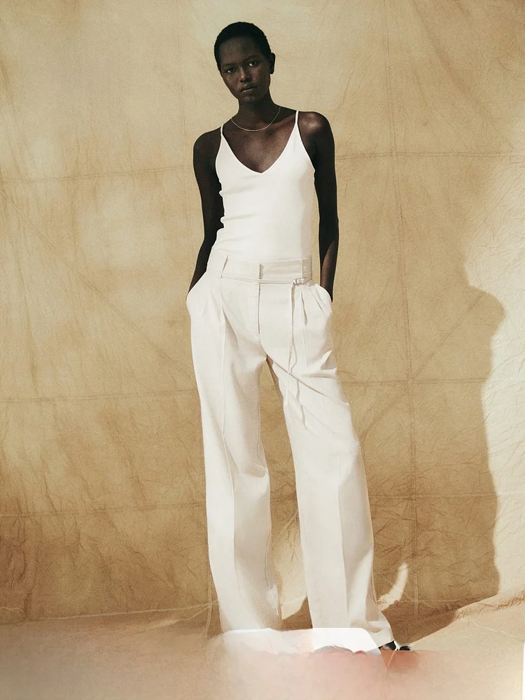 

Новинка Весны: Женские брюки-костюм HM2026 с высокой талией, прямые, классические, для офиса, модные