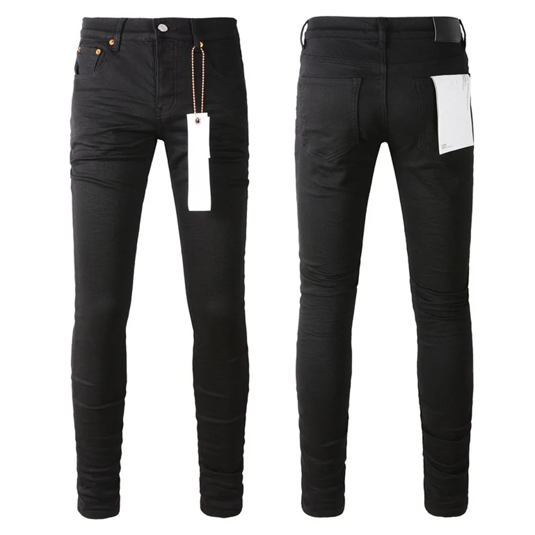 Fashion high street Purple jeans Men top quality American Brand Pure Black hold Skinny Denim pants trousers 9023