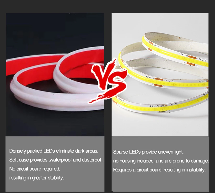 5m/Lot IP68 DC 12V 24V COB Strip led lights Waterproof Red 3000K 4000K 6500k RA90 Neon Light Outdoor Indoor Room Decoration