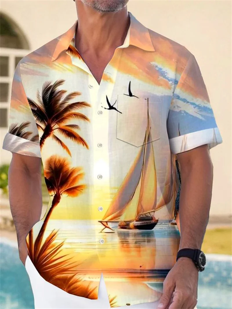 2025 Men's Geometric Stripe 3D Printed Shirt Hawaii Vacation Shirt Casual Party Outdoor Vacation Summer