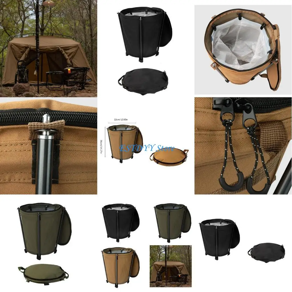 

G6DE Outdoor Camping Trash Can Portable Garbage Bin Lightweight Round Bucket