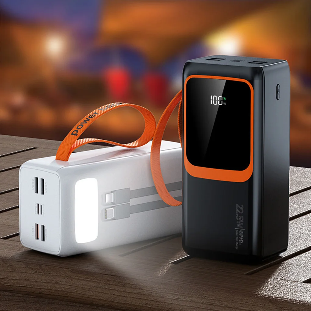 50000mAh 80000mAh Power Bank with Cable for iPhone 16/15/14 Pro Max Samsung S24/Xiaomi/Huawei 30000mAh Portable Charger