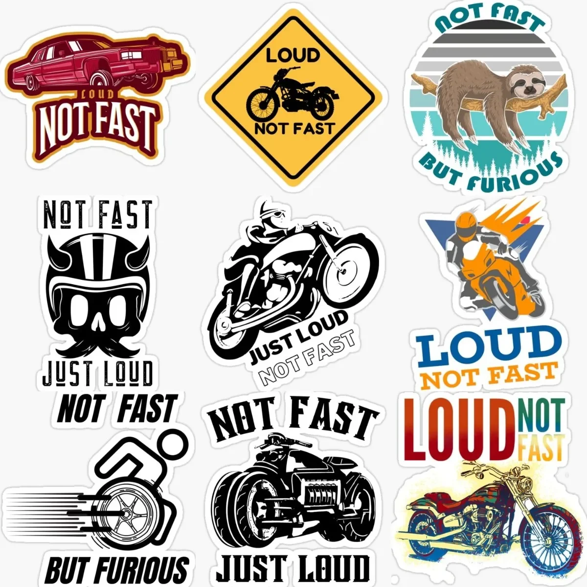 

Not Fast Not Furious Creative Funny Badge Sticker Laptop Vinyl Wall Motorcycle Bumper Car Off-road Racing Helmet Camper Decal