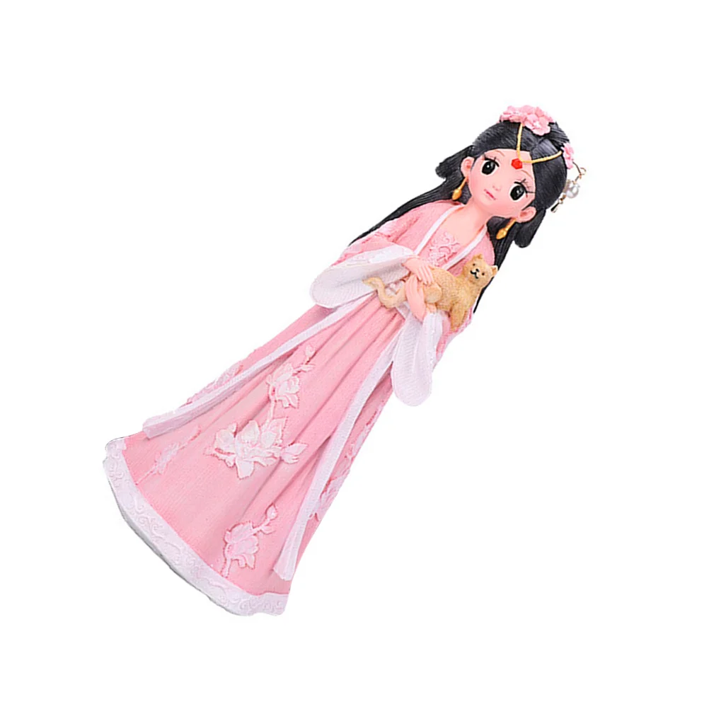 

Resin Han Chinese Clothing Girl Figure Medium Pink Hand Painted Desktop Ornament Resin Craft Decoration Gift