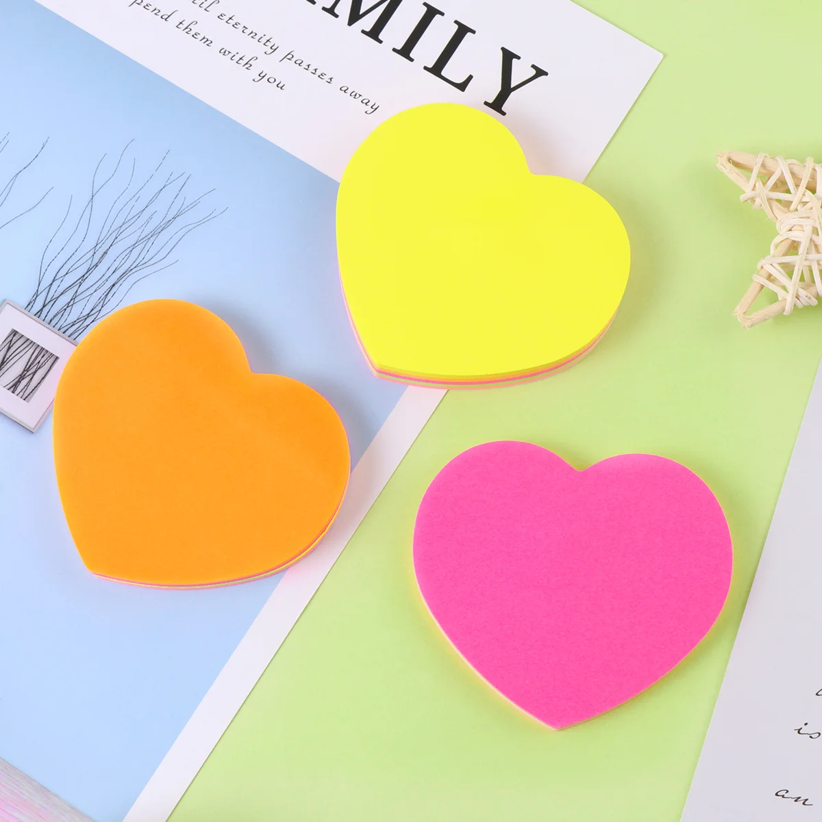 Note Pads Paper Notes Time Memo Sticky Bookmark Multicolor Times Posted Notepads Heart Shape