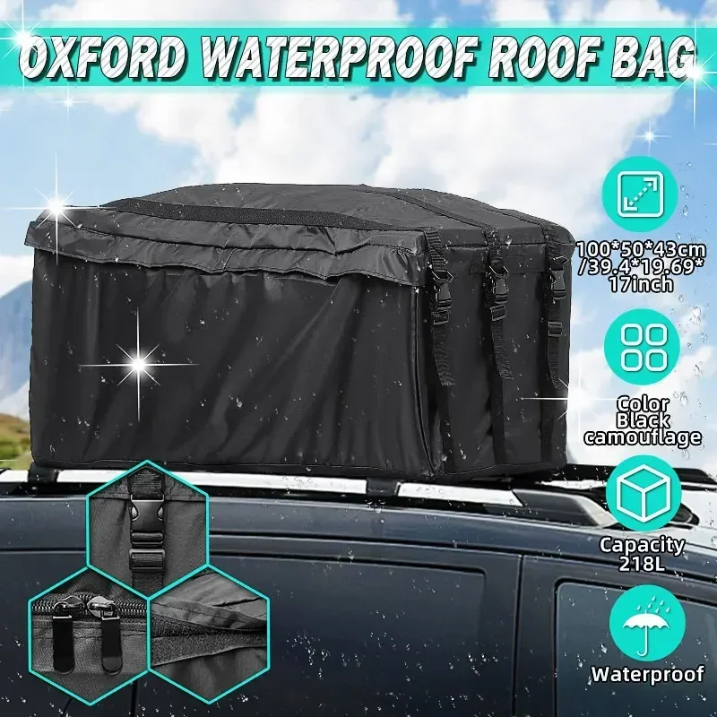 100X50X43cm Car Roof Top Bag Oxford Waterproof Roof Top Bag Rack Cargo Carrier Baggage Bag Rack Storage Luggage Travel Body Kit