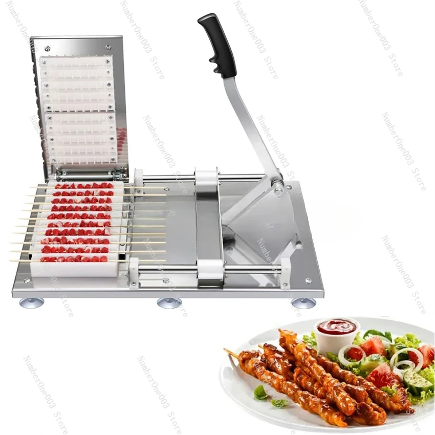 BBQ Meat Skewer Manual Satay Skewer Machine BBQ Stainless Steel Mutton Kebab Lamb Skewer Tools Kebab Meat Wear String Machine