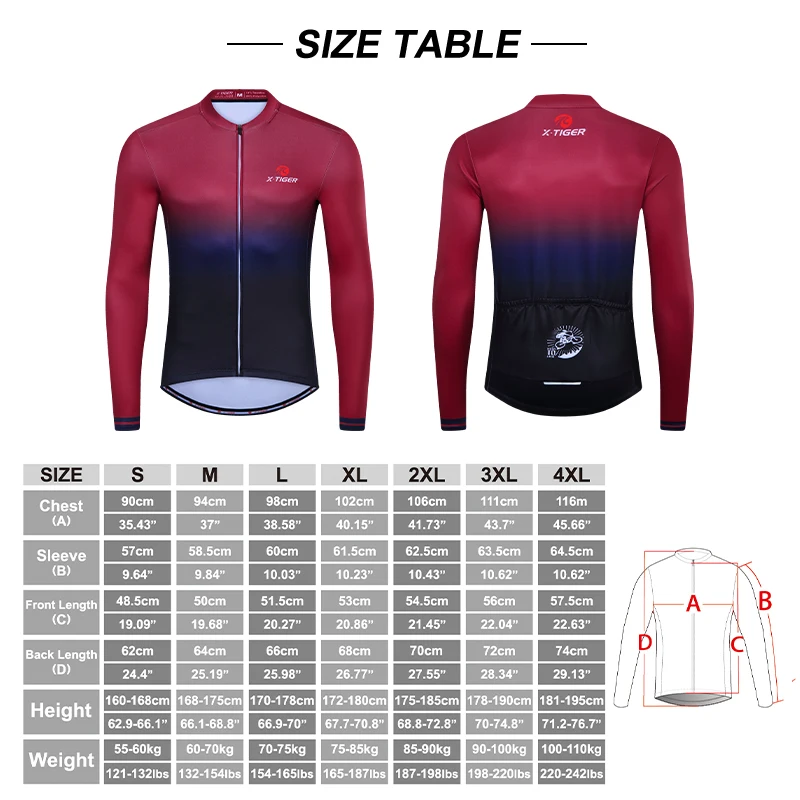 X-TIGER Winter Thermal Cycling Jersey Men Women Cycling Jersey  Fashion Bike Jersey Pro High Quality Long Cycling Shirt MTB Road