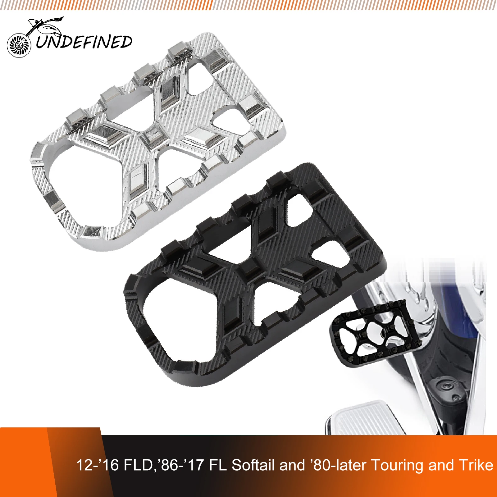 

Brake Pedal Pad Cover CNC Aluminum Large Pads for Halrey Touring Road King Tri Glide FLHX 1980-2022 Dyna FLD Softail Slim Fatboy