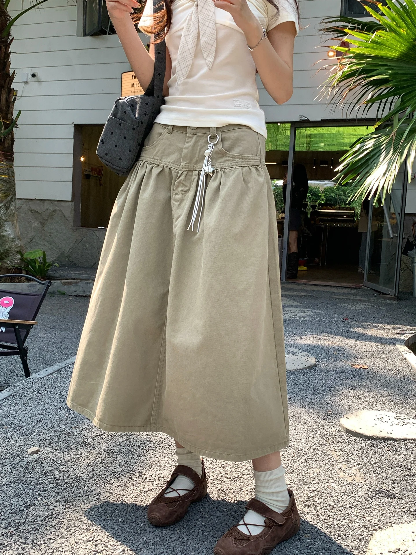 

Новая модная женская юбка миди Hollyii в корейском стиле с высокой талией на молнии, весенняя коллекция