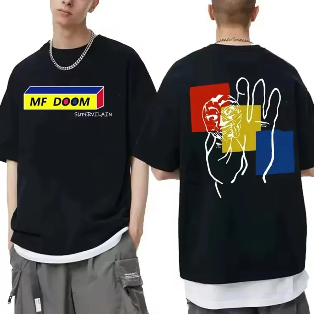 Camisetas Mujer ملابس رجالية أوم طباعة تي شيرت جديد في أفضل المغني Mf Doom Madlib Madvillain مزدوجة الوجهين الجرافيك التي شيرت