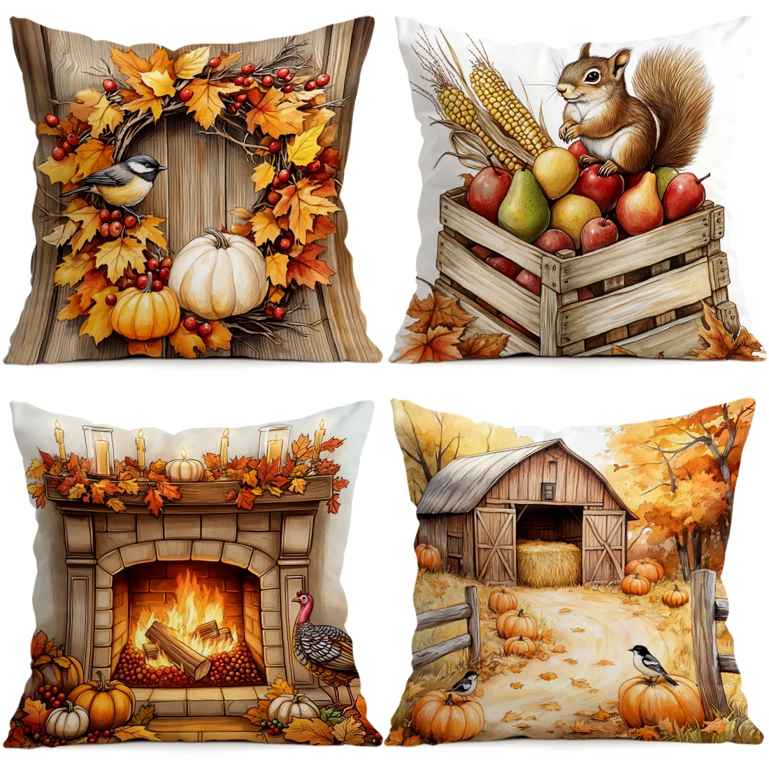 Autumn Farm Pumpkin Pillowcase Printed Polyester 40/45/50cm Throw Pillowcover Decorative Sofa Cushion Pillowslip Home Decor