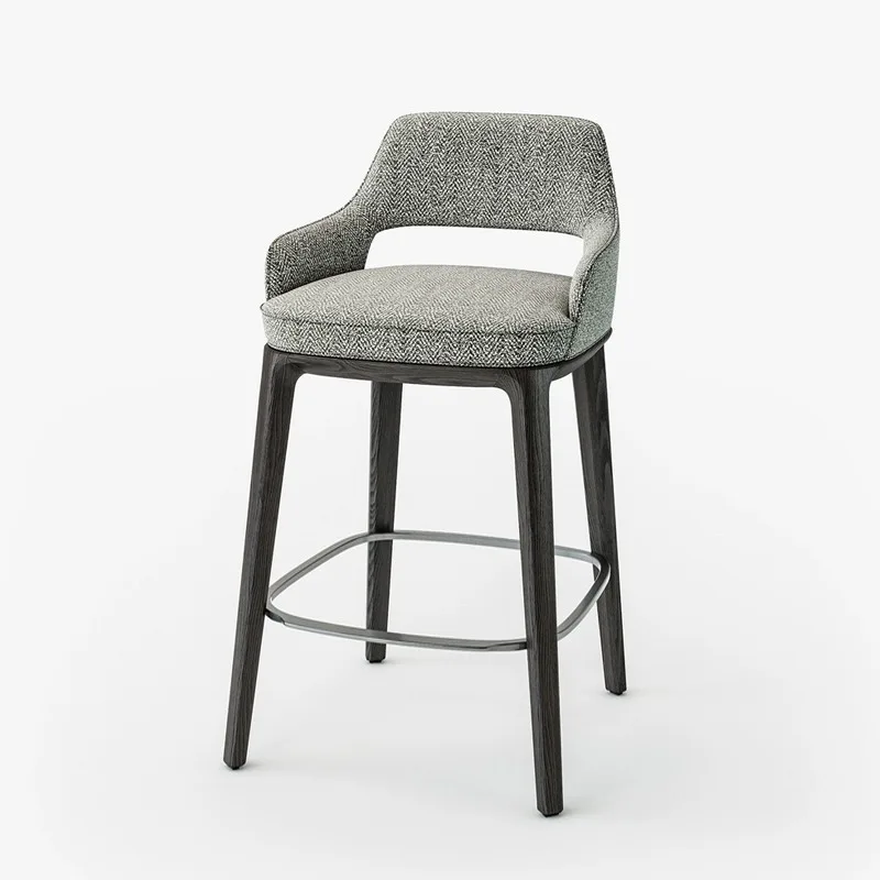 เก้าอี้บาร์ดีไซน์หรูหราทันสมัย นั่งสบาย ทนทาน หนังสังเคราะห์ ออกแบบตามหลักสรีรศาสตร์ โครงไม้ เก้าอี้สูงสำหรับใช้ในครัวและร้านอาหาร