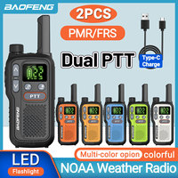 2x Baofeng BF-T18 Mini Walkie Talkie Dual PTT PMR/FRS Portable Support USB Type-C Charger LCD Display Two-way Radio For Hunting