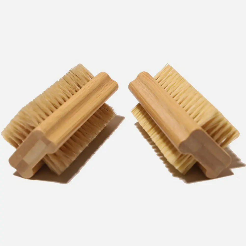

2pcs Bamboo Nail Brush Durable Sisal Scrub H Foot Cleaner Multi Function Storage Friendly Gift Grooming Essential