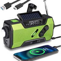 Emergency Weather Radio /AM/FM/WB With 2000mAh Portable Radio Power Bank USB/Solar/Hand Crank Charge,Battery Operated,SOS Alarm