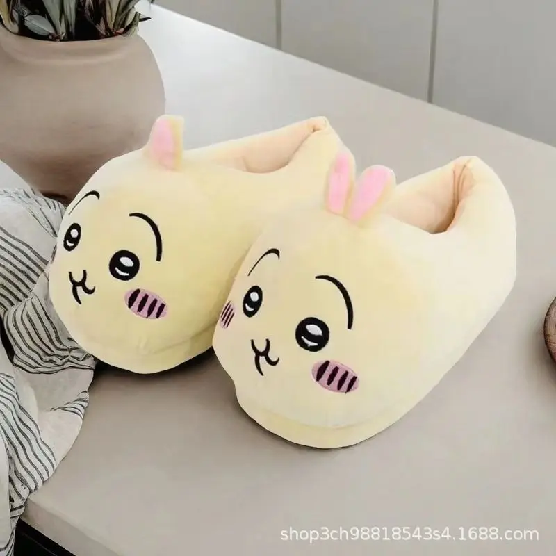 Spot Cute Jiyi Kawaii Plush Slippers Self-Deprecating Bear Hachi Usachi Cotton Slippers Indoor