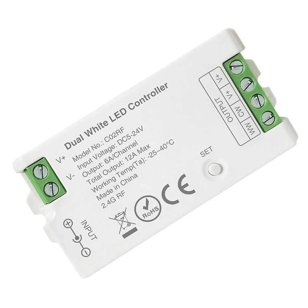 For Home Ambient Lighting LED Strip Controller 2.4G RF Controller DC5V 12V 24V Input 4-Wire Connection PC Material Housing