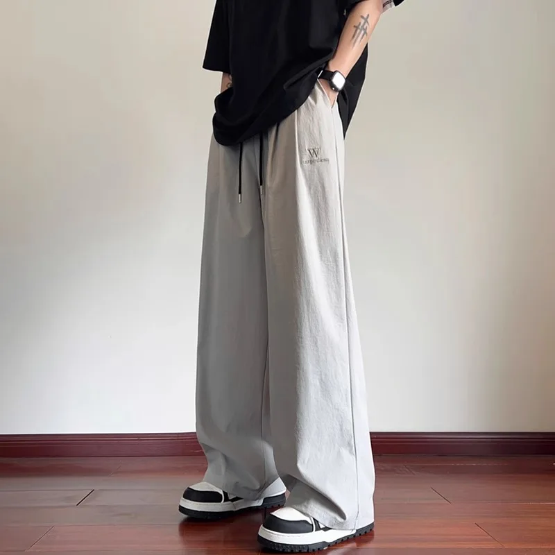 

Men's Summer Wide Leg Workwear Pants Ice Silk Loose Straight Thin Japanese Sle Casual Sports Qui Dry Youth Active Sle