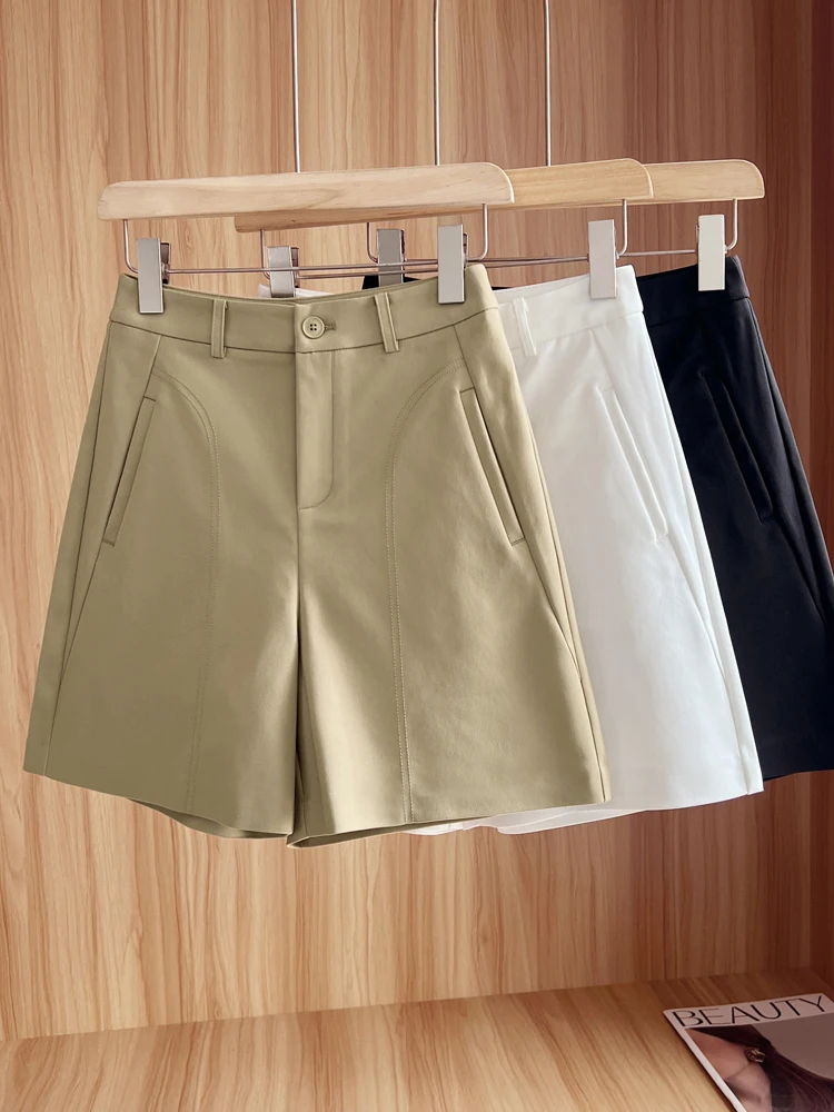 

Летние тонкие брюки-кюлоты А-силуэта для женщин, повседневные шорты-костюм, верхняя одежда, шорты с высокой талией длиной до колена, для офиса и повседневной носки