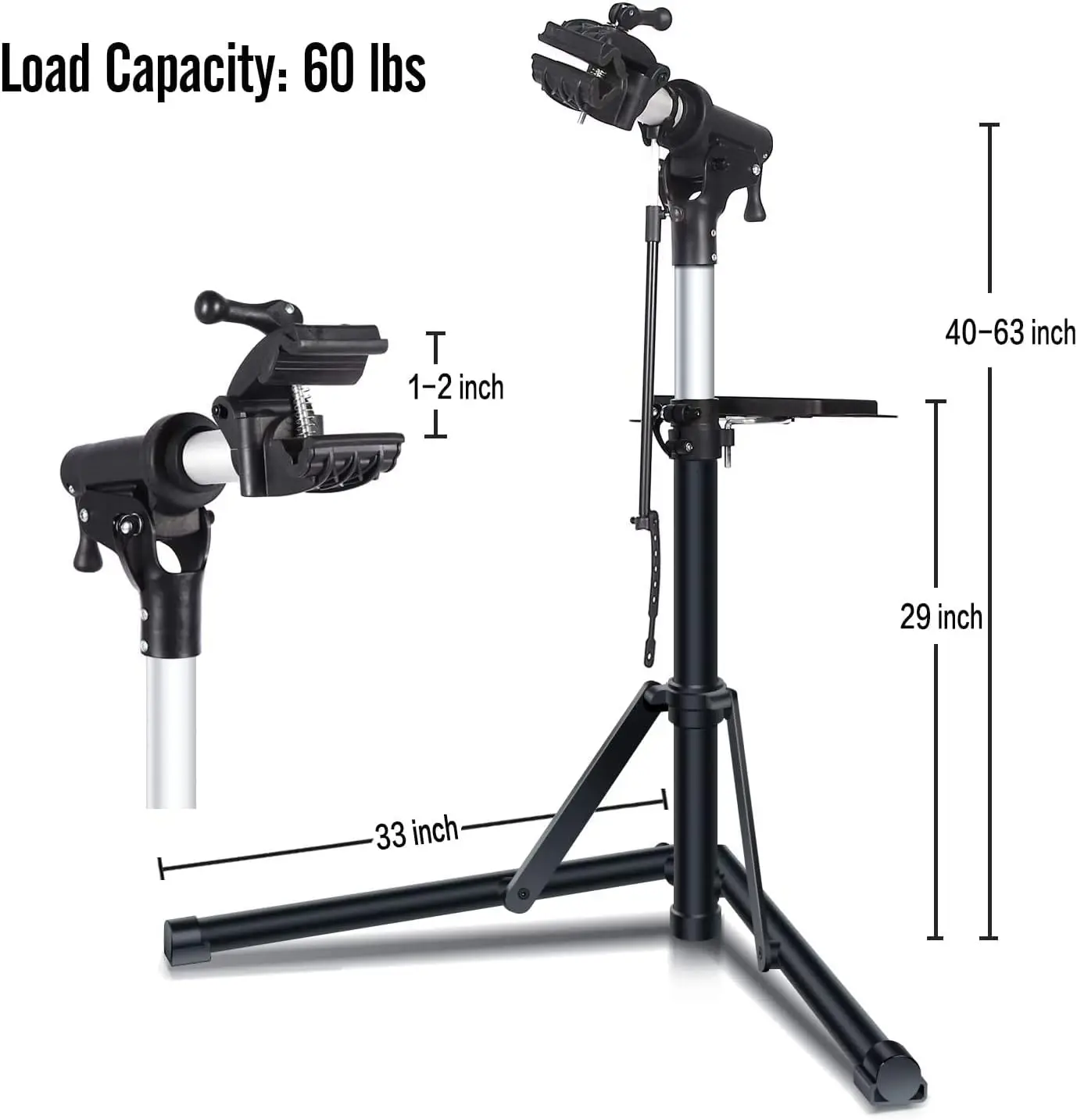 Bike Repair Stand: Height Adjustable Bike Work Stand with Magnetic Tool Tray - 360° Rotatable Bicycle Stand with Multiple Quick