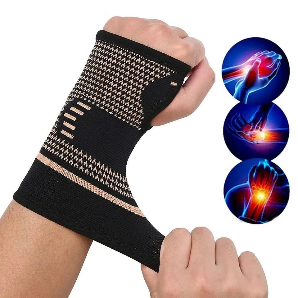 

1pcs Sports protective gloves Copper Fiber Bracer Wrist Elastic Sport Bandage Wristband Hand Gym Support Wrist Brace Wrap