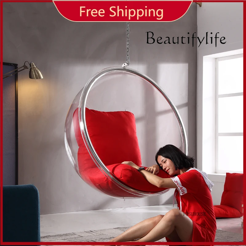 

c Nordic Patio Swing Hammock Balcony Leisure Egg-shaped Chair Indoor Outdoor Swing Creative Acrylic Transparent Hanging Basket