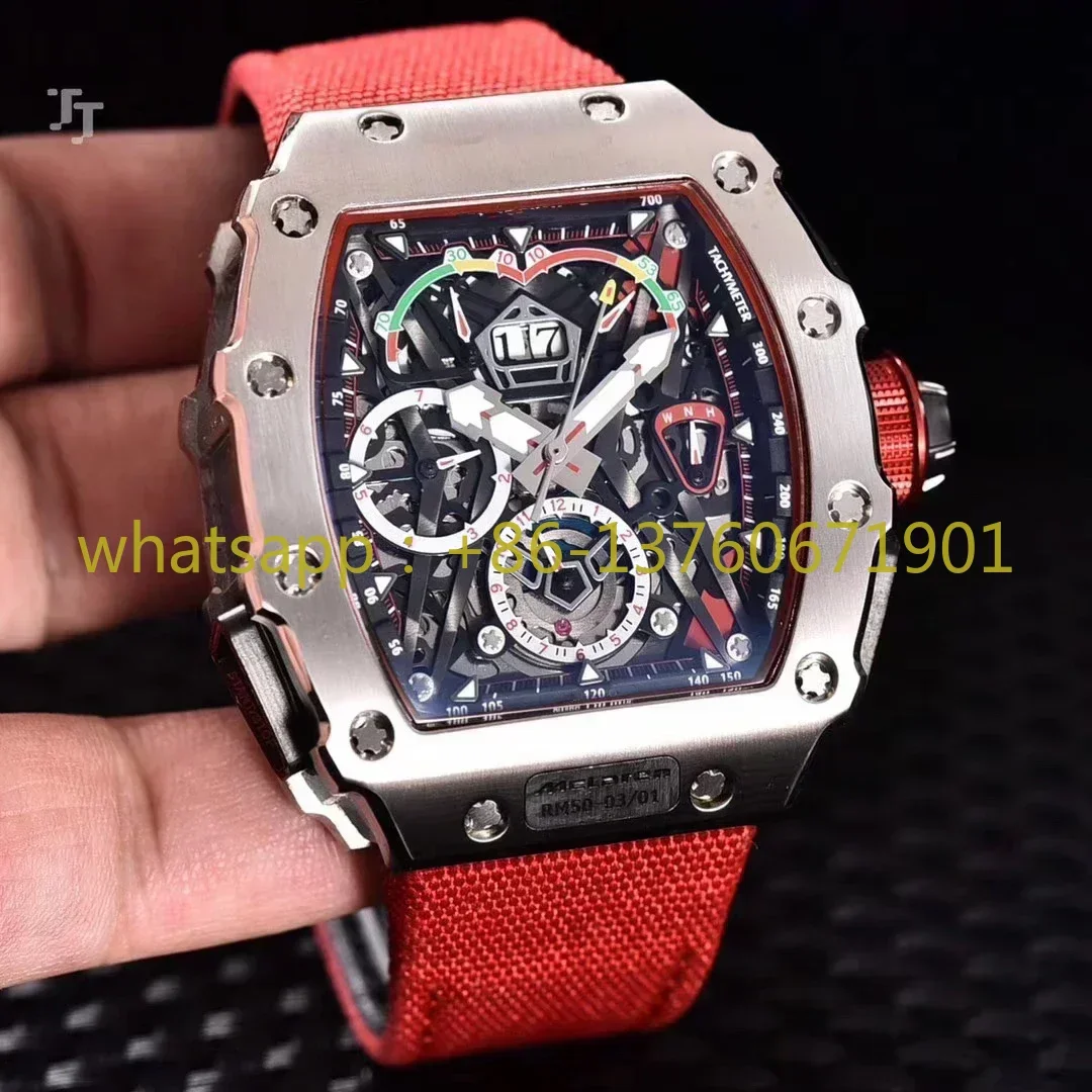 Luxury New Automatic Mechanical Men Watch Stainless Steel Silver Rose Gold Titanium Black Red Cavas Strap Sport Limited Edition