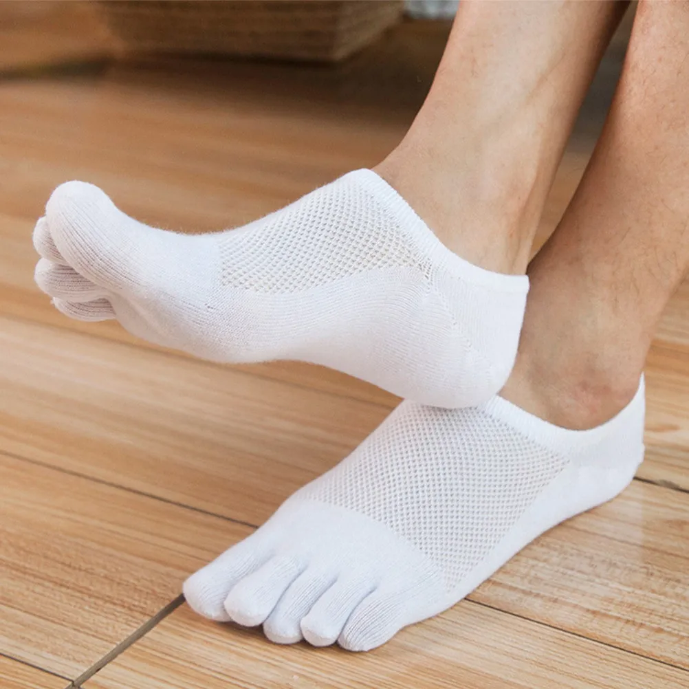 

4Pairs Low Cut Cotton Sports Socks Odor Resistant Breathable Toe Separated No Show Ankle Socks for Running Casual No Odor Anti
