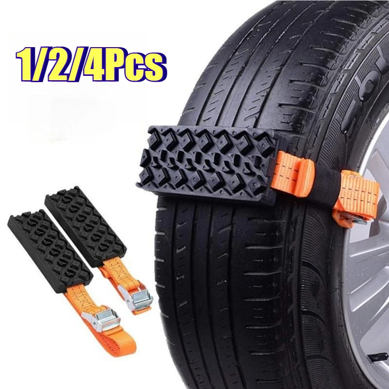 

1/2/4Pcs For Snow Mud Ice Tire Chain Straps Car Tire Traction Blocks Emergency Snow Mud Sand Durable PU Anti-Skid