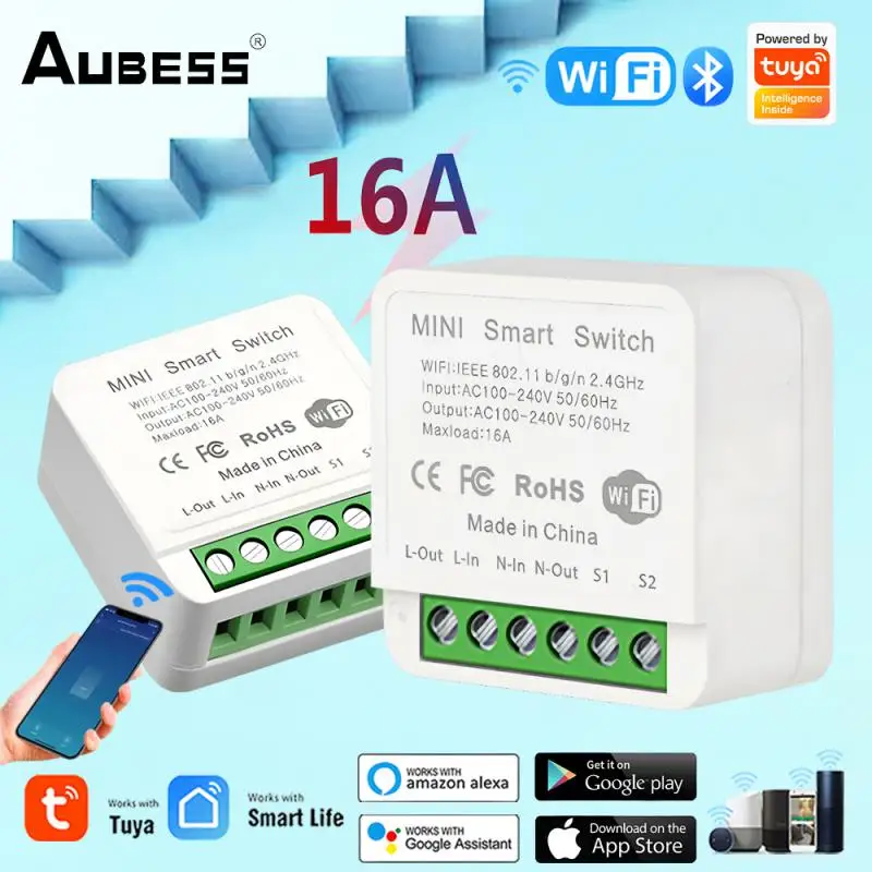 Tuya WiFi Smart Switch Module 16A Wireless DIY Light Switch Support 2 Way Control Smart Life APP Alexa Google Home Voice Control