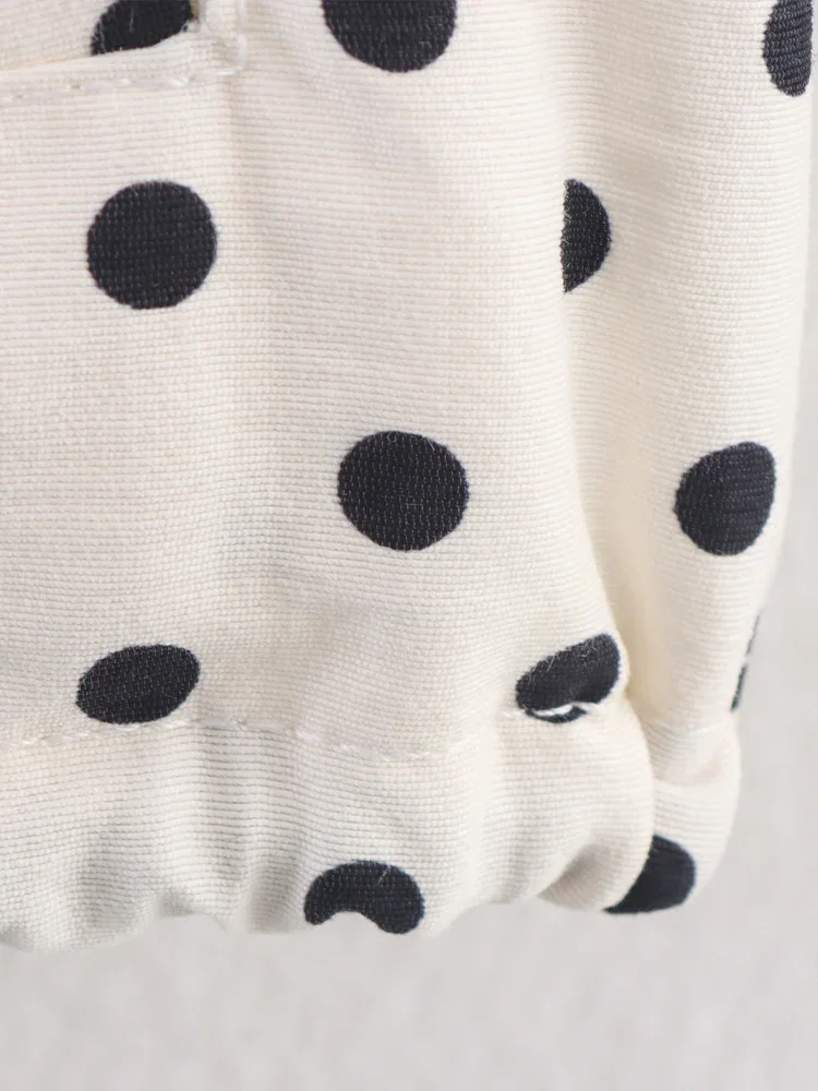 European and American style 2025 autumn new women's loose versatile polka dot long-sleeved jacket mid-waist shorts