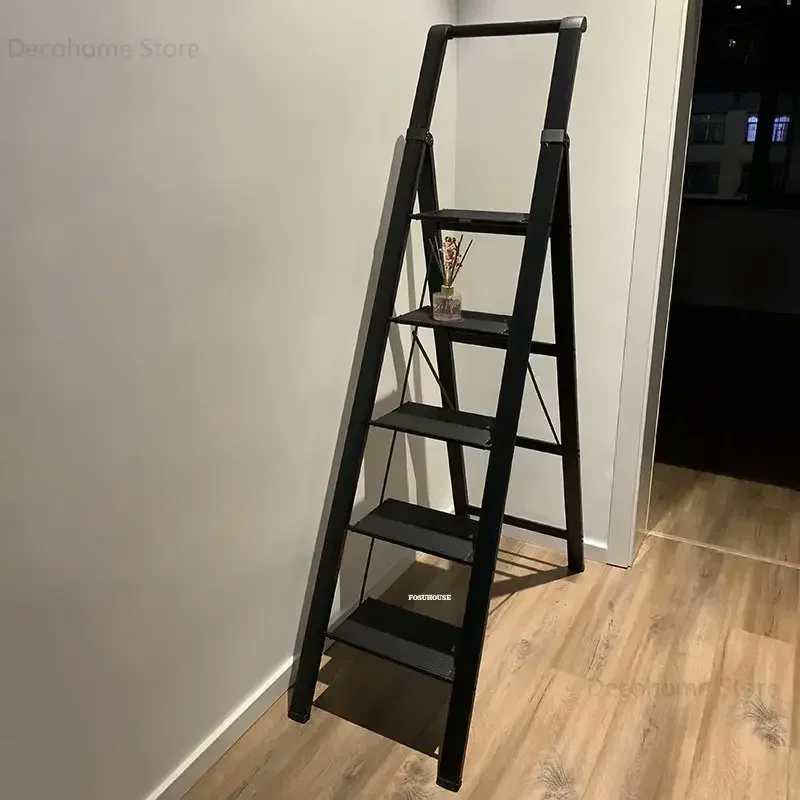 

For Multi-functional Folding Ladders Thickened Aluminum Staircase Kitchen Four-step Step Stool Indoor Home Step Ladders Flower S