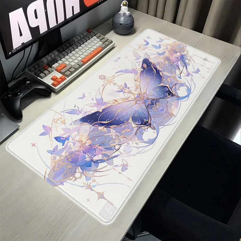 Rubber Desk Mat Kawaii Butterfly Mousepad Mouse Pad Gaming Accessory Pc Gamer XXL Carpets Computer Locking Edge Keyboard Mats