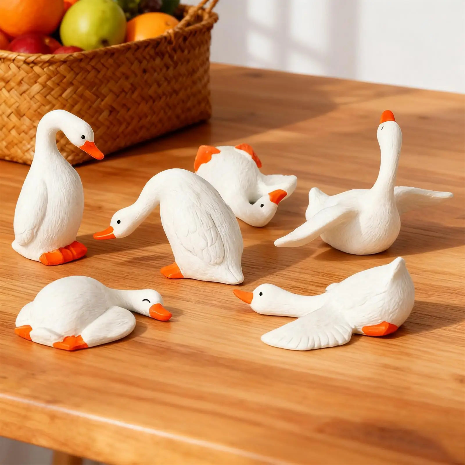 6 Pieces Geese Animal Statue Decoration Dashboard Figurines Desktop Statue Accessories for Vehicle Automotive RV Office Road