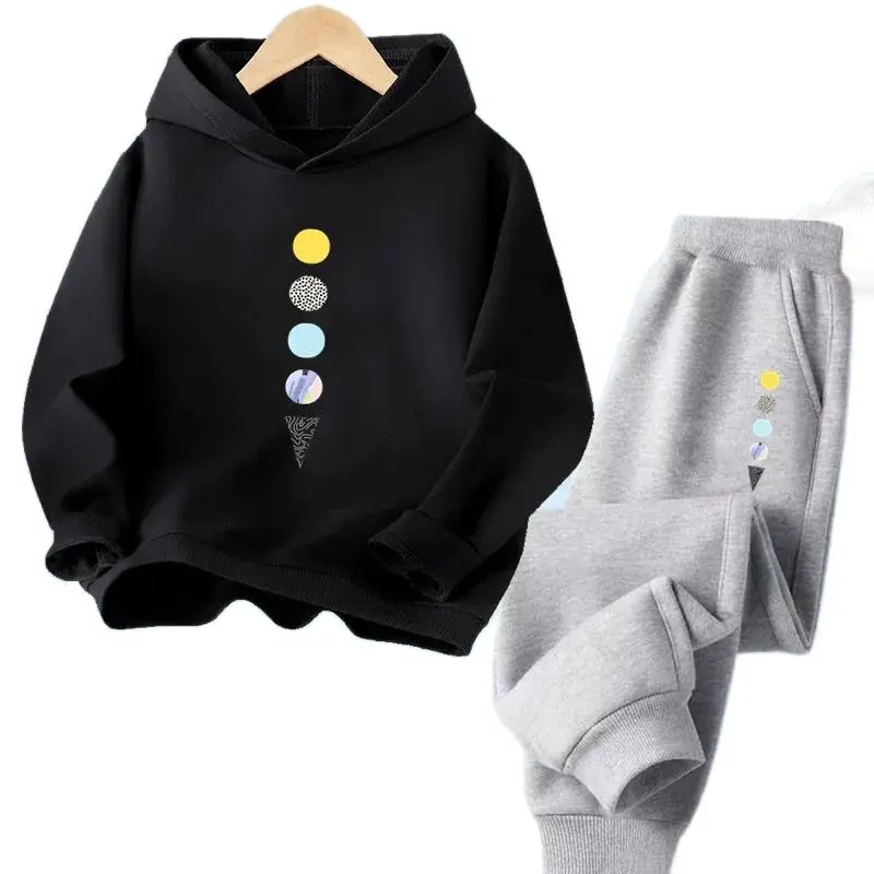 Spring Autumn Kids Clothes Boy's Cotton Sport Space Rocket Hoodies Pants 2pcs Set Children Boys Sweatpant Tracksuit