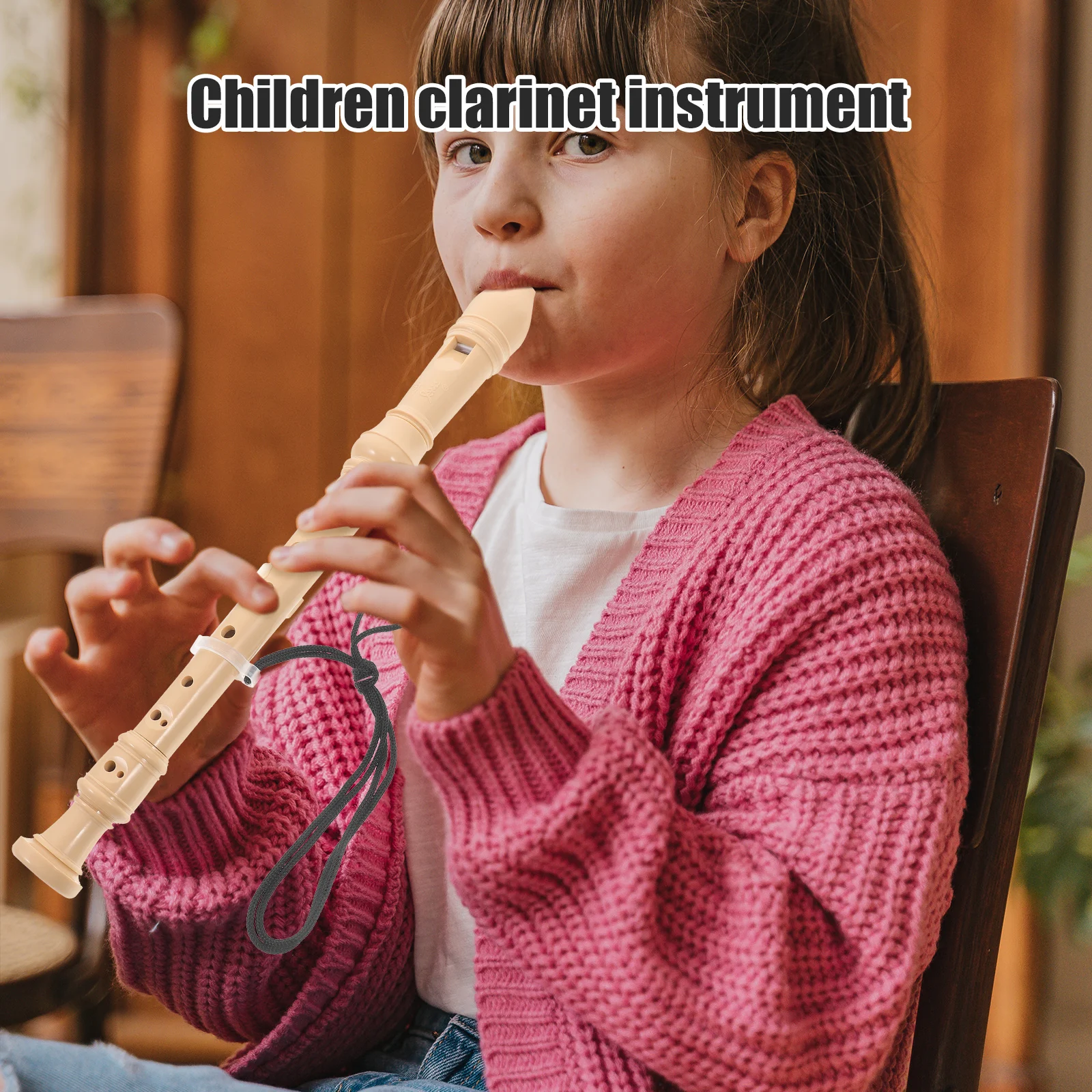 

8 Hole Clarinet C Key 8-hole Plastic ABS Material Kids Beginner Musical Instrument Toddler Wind Toy Pink Cotton Bag