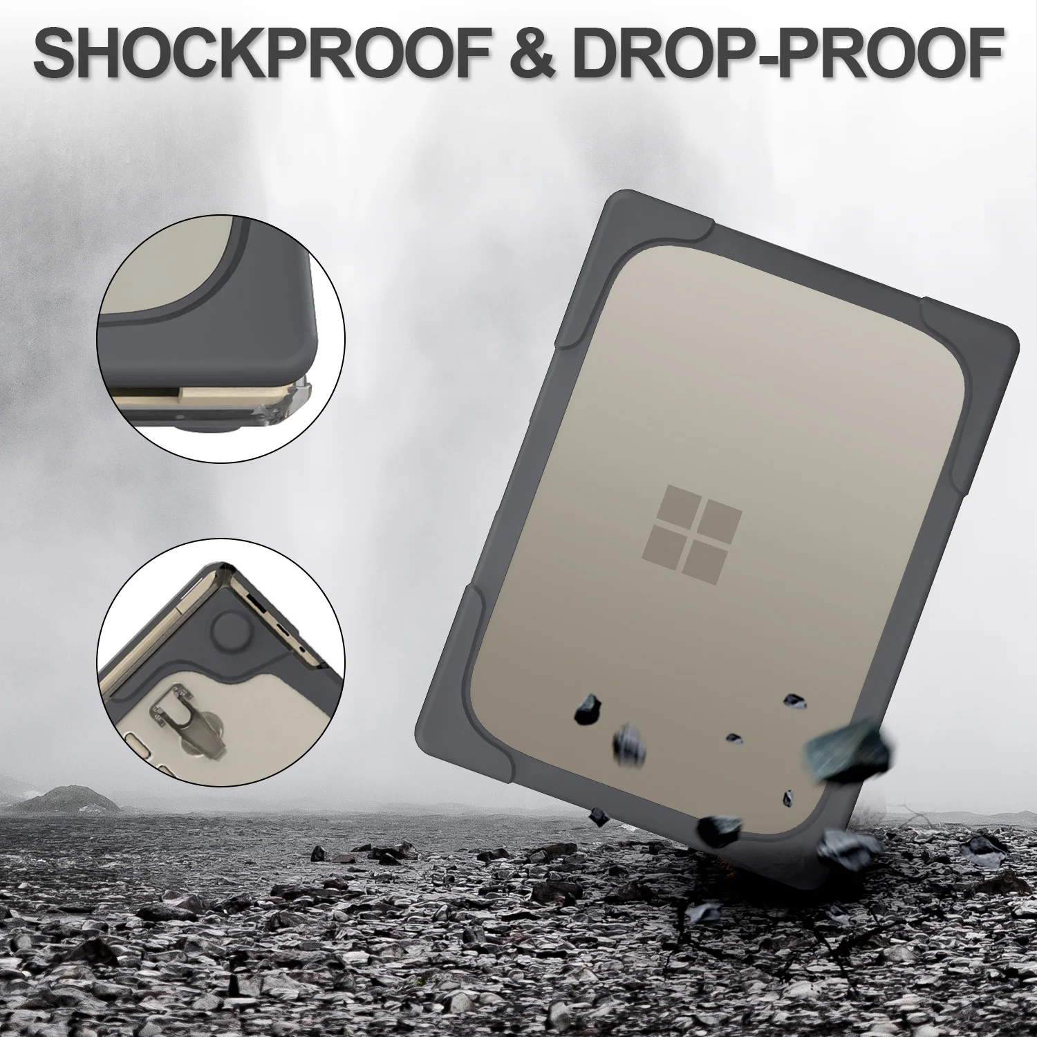 Shockproof Case for Microsoft Surface Laptop Go 12.4 Case Anti-crack Cover Laptop 2 3 4 13.5 15 Stand Holder Protector Shell