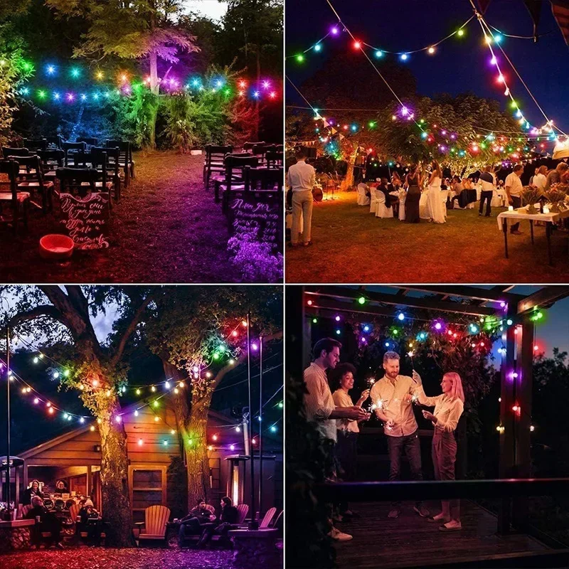 LED Solar Bubble Bead String Lights Outdoor Light 8 Modes Garden Flower Bed Fence Wedding Camping Party Street Tree Decoration