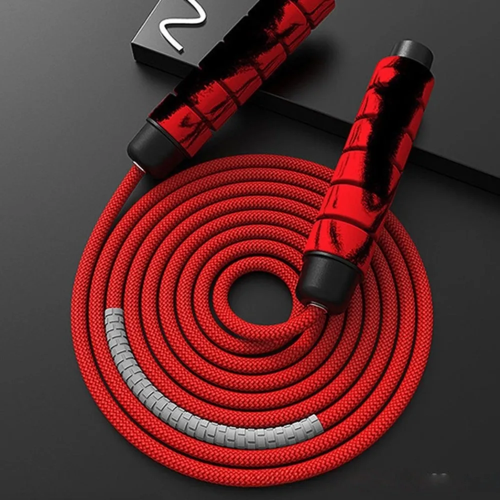 Tangle-Free Weighted Jump Rope Adjustable with Ball Bearings Nylon Skipping Rope Foam Handle 360° Rotation Fitness Rope Skipping